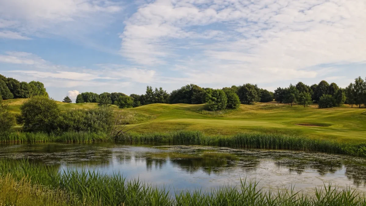 Gamla banans kuperade golfhål med en dödissjö i Trelleborg